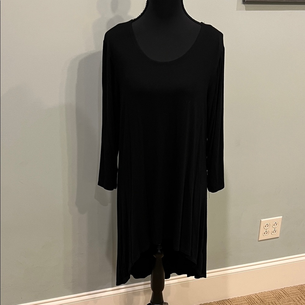 Elegant Black Women's High Low Tunic Top